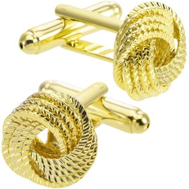 Jonwo Twist Braid Knot Cufflinks for Men Women In Gift Box Silver Golden Mens Cuff Links Jewelry for Wedding Party Daily Office Business Events Tuxedo Dress (Gold)