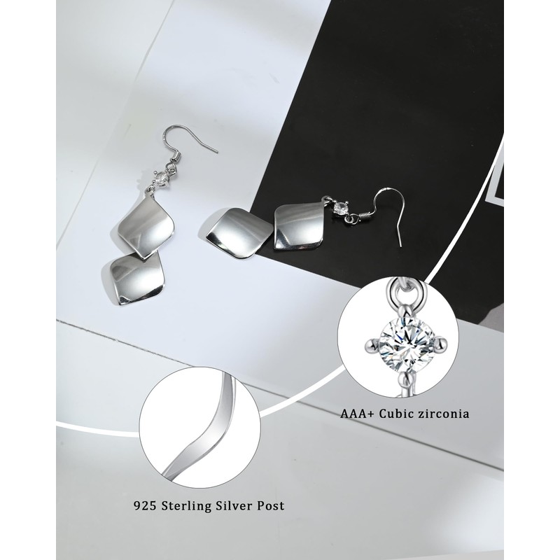 Elaximn 925 Sterling Silver Dangle Earrings for Women, Hypoallergenic Lightweight