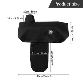 Waterproof and Tear-Resistant Western Saddle Cover | 6 Elastic Straps for Secure Fit -Black