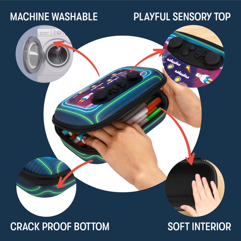 ZIPIT Gamer Pencil Case for Boys, Durable Pencil Box for
