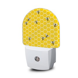 YESPOAK Night Light,Yellow Beehive Bees Night Lights Plug Into Wall for Boys Girls, Lamp for Stairway/Hallway/Bedroom Sleep Friendly