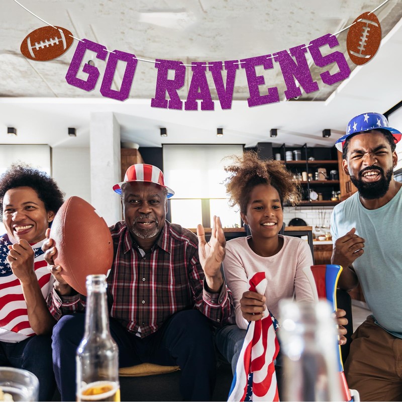 Go Ravens Banner - Ravens Football Party Decor, Football Game
