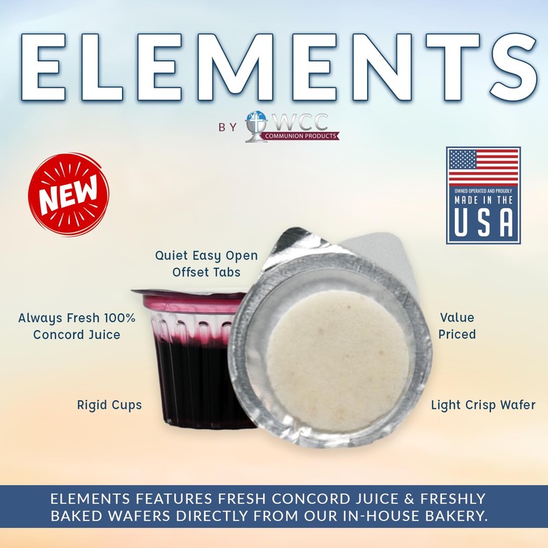 Elements Communion Cups Prefilled Concord Juice and Whole Wheat Wafer