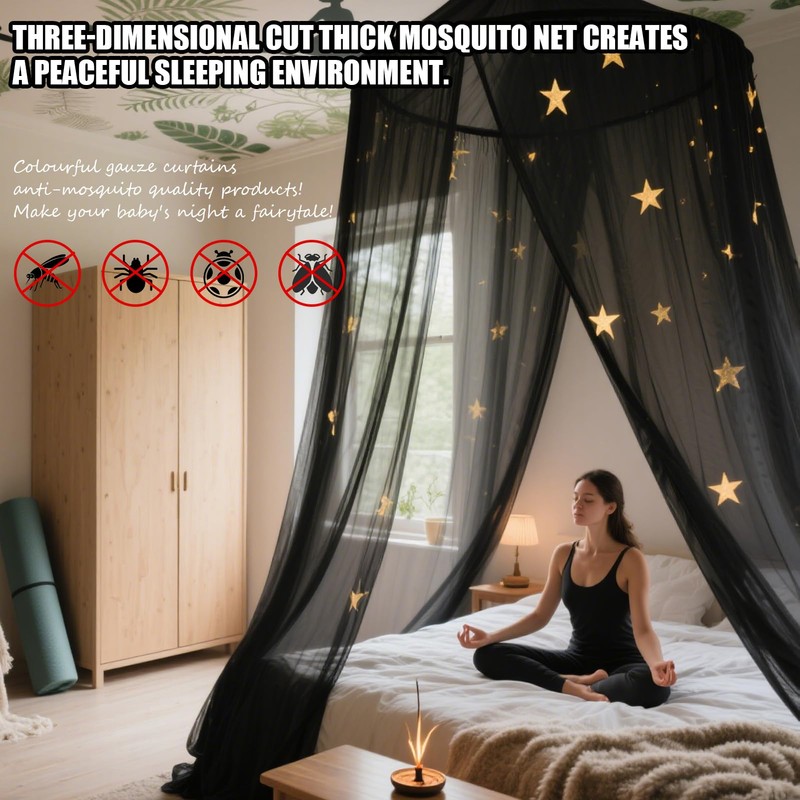 Henrrida Bed Canopy for Girls,With Glowing Stars, Bed Canopy Princess
