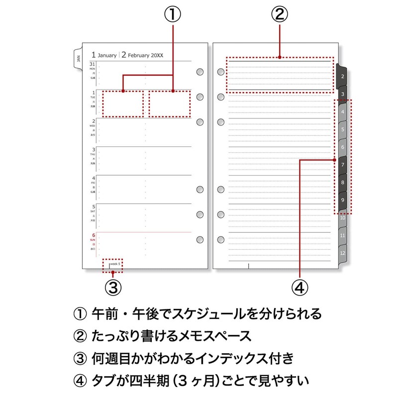 Maruman DP176-25 Planner System Notebook Refill, 2025 Bible-Size Data Plan,