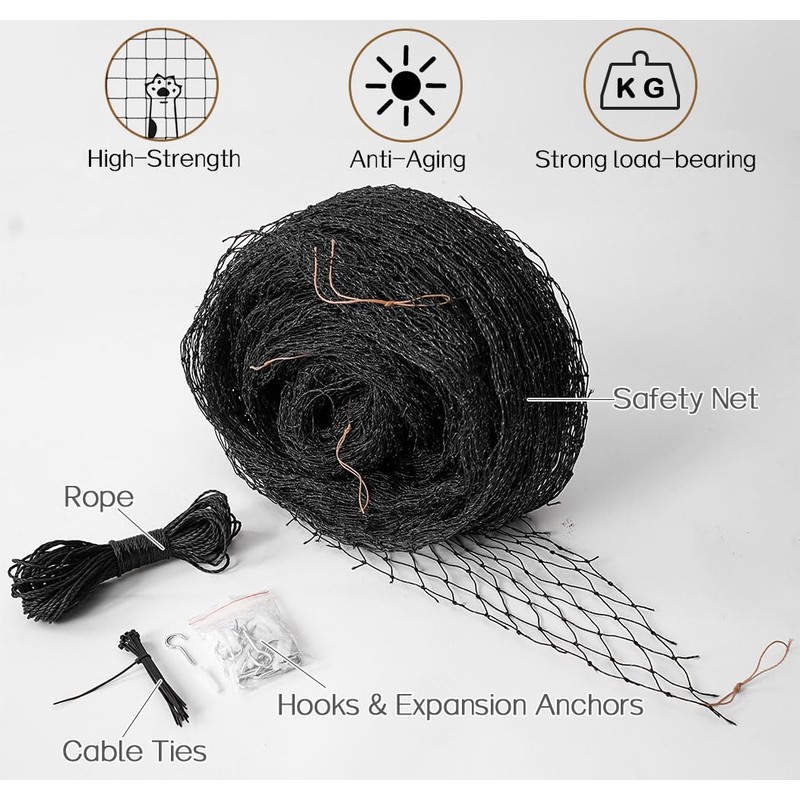 Morimoe Cat Balcony Net, Steel Wire Reinforced, Anti-Fall Fence, Safety