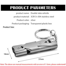Survival Whistle, CTRICALVER High Decibel Safety whistles with lanyard, keychain, Double Tubes Emergency Whistle Electroplated silver, 80~150dB suitable for School, Gym, Outdoor Camping, Hiking(2 set)