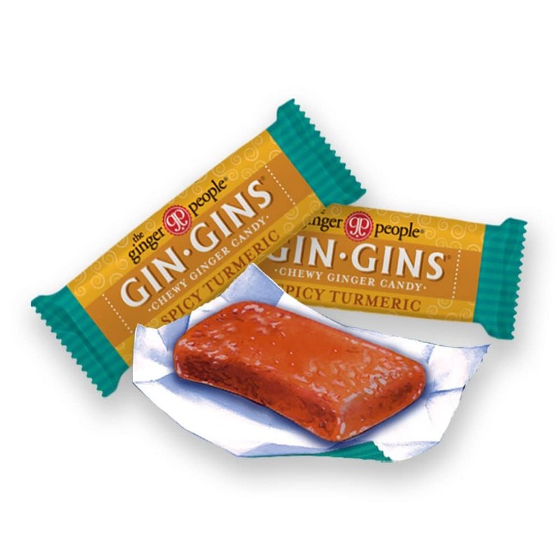 GIN GINS Spicy Turmeric Ginger Chews – 100% Natural Candy