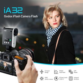 GODOX iA32 Camera Flash Mini iFlash, GN15 Recycle Time 2.5s, S1/S2 Optical Control, 8 Power Levels, On-Camera Flash Speedlite for Sony Canon Nikon Fuji Olympus Cameras