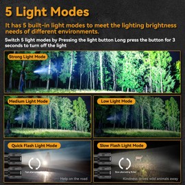 TopVelo Rechargeable Flashlight with 400000LM and 5 Light Modes, Super Bright Tactical Flashlight Supports Electronic Devices Charging, IPX6 Waterproof, Zoomable Handheld Flashlight