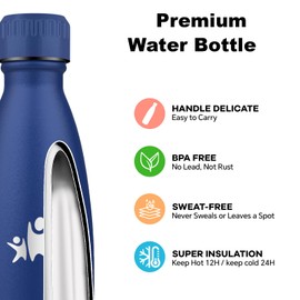 Grsta Thermos Flask, Water Bottle 0 75 Litres, BPA-Free, Leak-Proof, 24 Hours Cold & 12 Hours Warm, Metal Water Bottle, Double Walled, Water Bottle for Travel, Camping, Office, Sports