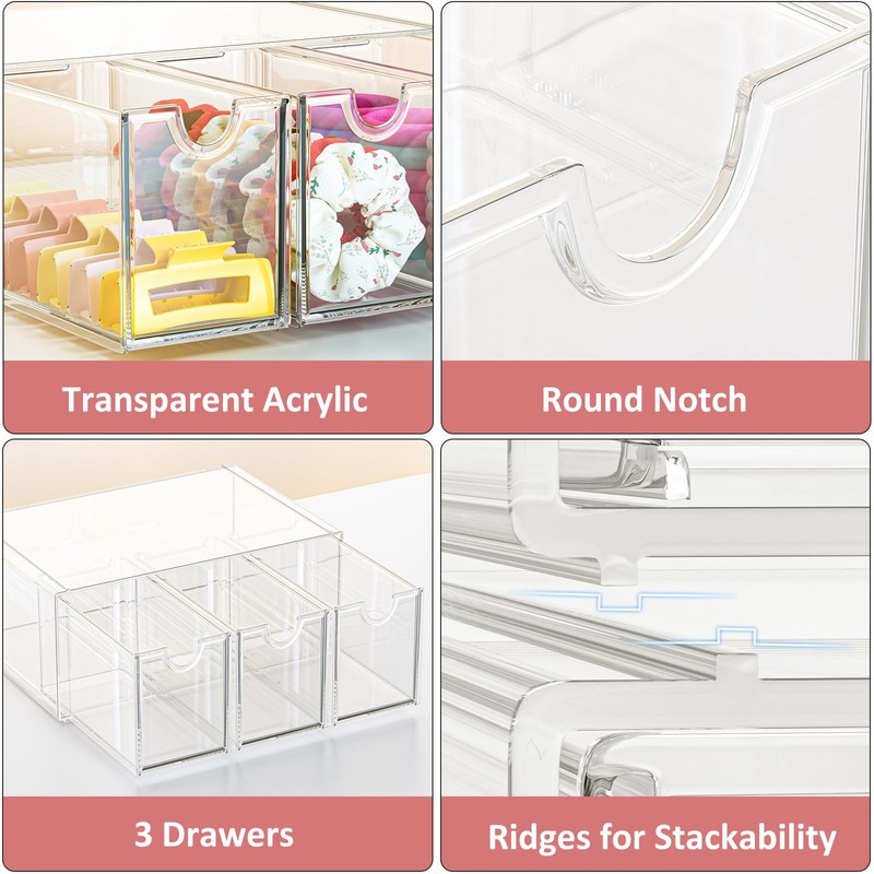 JDOTL Hair Accessories Organizer for Girls, Clear Acrylic Hair Tie