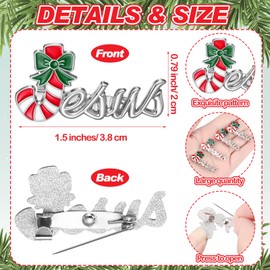 36 Pcs Christmas Enamel Brooch Bulk Label Pins Candy Cane Jesus Pins Candy Cane Brooch for Clothes Jewelry Backpack Jacket Decoration Christmas Jewelry Gifts for Women