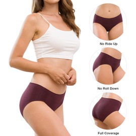 Altheanray Womens Underwear Cotton Seamless Soft Hipster Panties Ladies Mid Rise Bikini (3028M-B/WI5)
