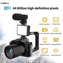 4K 64MP Digital Camera with Fill Light & Mic, WiFi 3in Screen 16X Digital Zoom Vlogging Camera, Anti Shake, 120° Wide Angle, Night Vision 62mm Macro Lens for Fast Capture