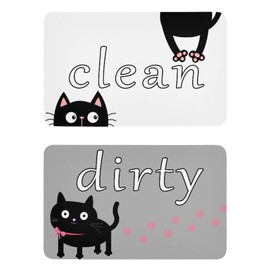 Naanle Cute Black Cat Dishwasher Magnet Clean Dirty Sign Indicator Reminder Magnetic Plate Kitchen Dish Washer Refrigerator Magnet Signs for Kitchen Home Office Washing Machine Decor