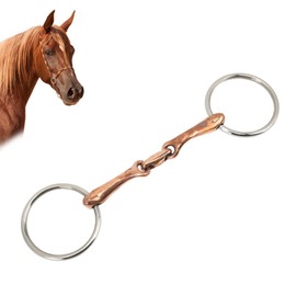 Topyond Stainless Steel Horse Mouth Snaffle Bit 135mm Copper Connection Loose Ring Bridle Western Horse Bridle Soft and Comfortable Bit for Western and English Riding