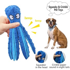 LUYJWZN Whiskerspot Octopus Dog Toy, Whiskerspot Eco-Friend Octopus Plush, No Stuffing Crinkle Interactive Chew Toy, for Aggressive Chewers Dogs, Squeaky Dog Toys for Puppy (Purple)