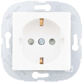 REV Quadro Flush-Mounted Socket with Cover, White