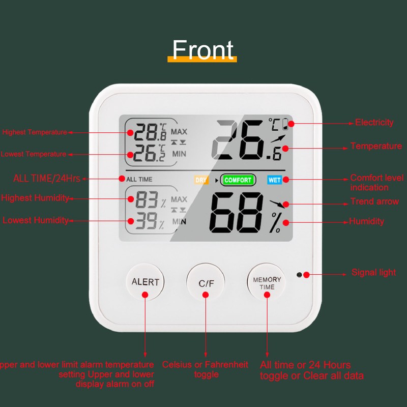 LCD Digital Display Thermometer Hygrometer Temperature Humidity Meter Gauge Hygrothermograph