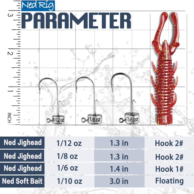 VMSIXVM Ned Rig Jig Heads Kit, 15 piezas/25 piezas de