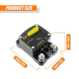 HUAREW 100A Marine Circuit Breaker Resettable with Manual Reset Button 12V-48V DC for Boat, Trolling, Motorhome, Yacht, with Wire Eyelets Copper Disc Screws