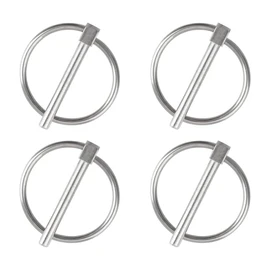 Lynch Pin, 4PCS Dia 4.5mm 316 Stainless Steel Round Pins Trailer Lock Pin Retaining Pins Lynch Pin Fasteners Easy Install Easy to Use