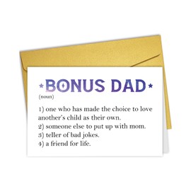 Nchigedy Bonus Dad Definition Card, Bonus Dad Birthday Card from Stepdaughter Stepson Kids, Sweet Fathers Day Cards for Stepdad