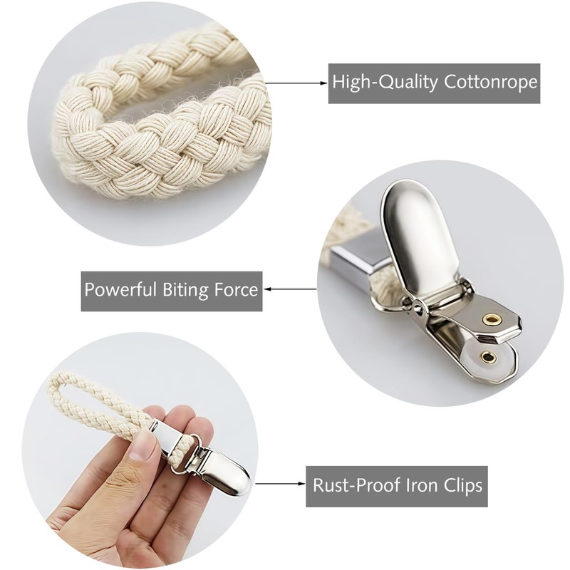 Ezranova Hanging Tea Towels Clip, 5 Pcs Brackets-Braided CottonTowel Clips