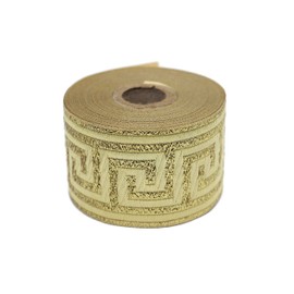 11 Yard Spool 1.96 inches Wide Metallic Gold Greek Key Jacquard Trim Webbing Band Decorative Tape Drapery Banding Ribbon 50062