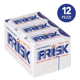 Frisk Peppermint, Caramelle Dure, Gusto Menta, Senza Zucchero, Senza Glutine, Confezione da 12 Astucci di Mentine, Formato Pratico e da Portare Sempre con te, per un Momento di Freschezza Immediata