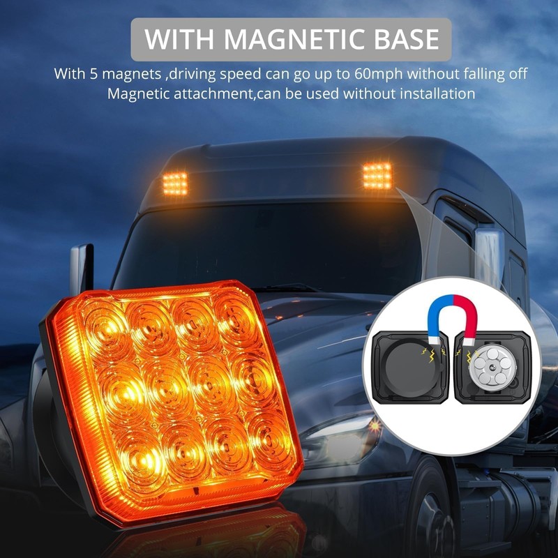 Justech 2 PCS 12 LED Rechargeable Square Emergency Flashing Lights,