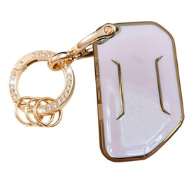 Rilnaewn Keyless Entry Systems for Jeep Key Fob Cover Fits for Jeep Wrangler JLU JL Gladiator Rubicon JT Car Flip Remote Smart Key (Pink-Gold)