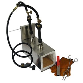 Mini Propane Knife Forge, Double Burners Square Propane Forge with Door, Portable Gas Forge for Blacksmithing Farrier Knife Tool Making