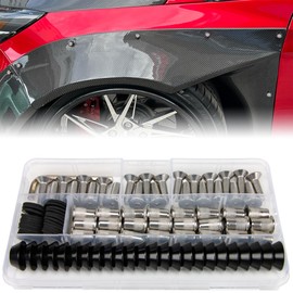 Rolling Gears 24-Piece M6 x 19mm OD Cone Style Aluminum Fender Washer Bolt Kit - Widebody Dress Up Hardware, Fender Flares, Bumpers, Mud Flaps, Engine Bay (Black)