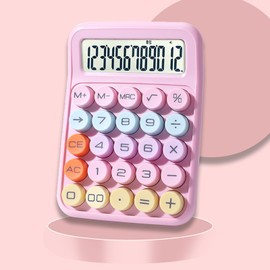 FineGood Calculator, Cute, 12-Digit Calculator, Stylish, Large LCD, Colorful Calculator, Round Button, Typewriter, Portable, Anti-Slip, Convenient to Carry, Business, Commerce, Tax Calculator, For