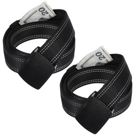 Geldgürtel Herren, Geldgürtel Damen mit Geheimfach, Nylon ReißVerschluss Geldversteck Kann Als Geheimversteck Geldversteck Reise, Geeignet für Reisen, Outdoor, Sport, Schwarz (Doppellinien-Tanktextur)