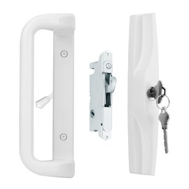 House Guard House Guard White Patio Door Handle Set with Cylinder Lock,Suitable for Replacement Sliding Patio Doors Lock 3-15/16Screw Hole Spacing.Choices That Add a Unique to Your Patio Glass Sliding Door.