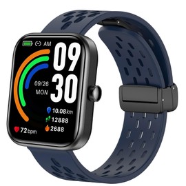 Lamshaw Compatible with TOZO S3 Smart Watch Bands, Breathable Soft Silicone Sport Band with Magnetic Butterfly Clousure Replacemet Straps Compatible with TOZO S3, S5 Smart Watch (Dark Blue)