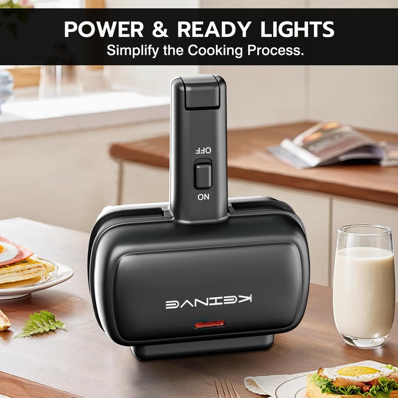 KEINVE Electric Double-Sided Non-Stick Sandwich Maker, Mini Square Grill Pan