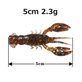 Crawworm, 2.0 inches (5 cm), Set of 10, Crawfish, Worm, Black Bass, Bluegill, Octopus, Root Fish, Lures, Fishing, Fishing Tackle (E Glow)