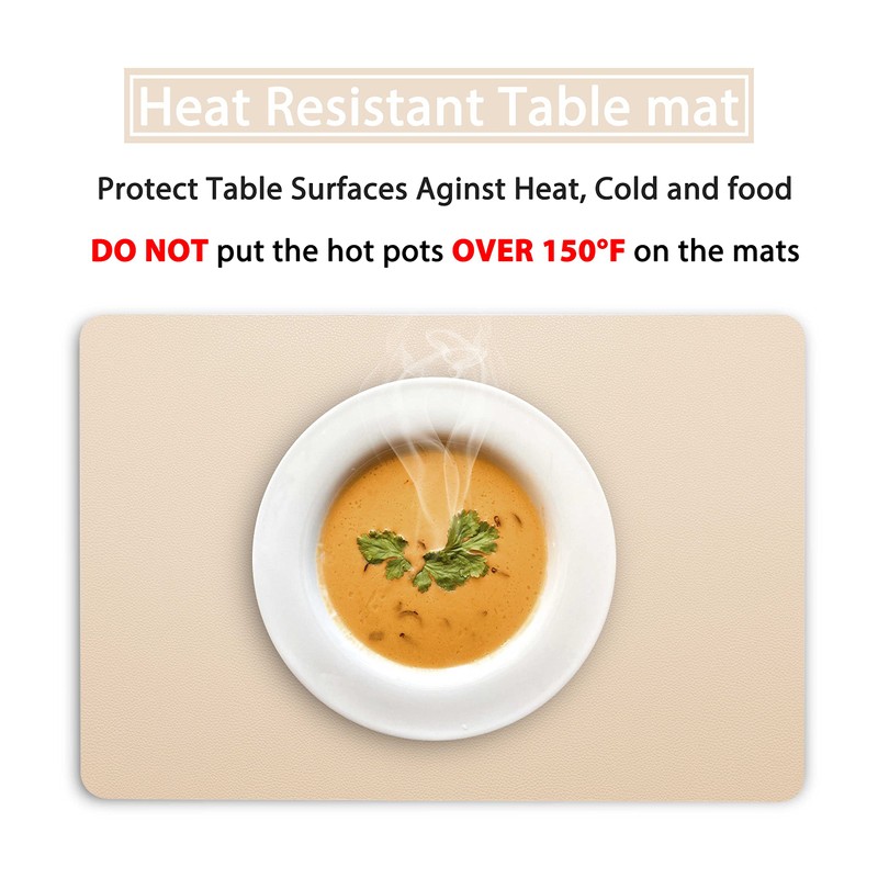 Wipeable Placemats Leather Table Mats Waterproof Heat-Resistant Easy to Clean