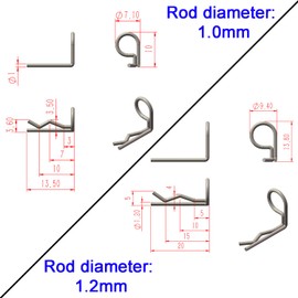 TCRC 120pcs Colorful 90-Degree Angle RC Body Clips Bent Springy Pins(2 Sizes-Pack) for All 1/24 1/18 1/12 1/10 1/8 Scale Model Car Crawler Truck Buggy