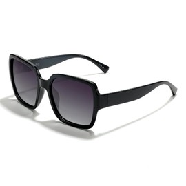 ViewJoy Womens Sunglasses Polarized Fashion Designer Square Oversized Classic Trendy Sunglasses Black Frame