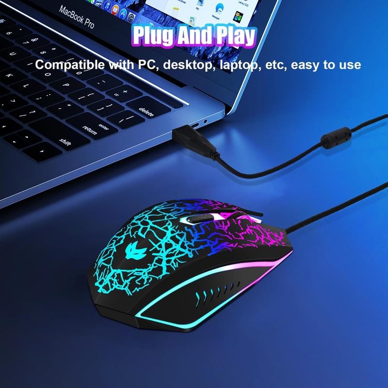 Wired Gaming , 4-Color LED Light Computer , with 6