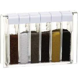 Spice Shaker Jars Seasoning Box-Plastic Spice Dispenser-Seasoning Condiment Storage Container with Tray for Salt Sugar - Barbecue Spice Box Spice Racks -Transparent Seasoning Box- Set of 6 (White)