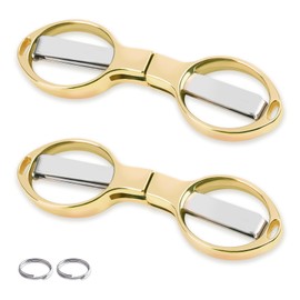 2PCS Folding Scissors, Portable Travel Scissor, Gift for Men Glasses Shaped Mini Shear Telescopic Cutter, Anti Rust Stainless Steel Scissors for Fishing Sewing Home Office-Gold
