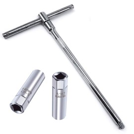 QISF 14mm & 16mm Spark Plug Socket Thin Wall 12-Point Removal Tool 3/8 inch Square Drive Set (Spark Plug Socket with T-handle)