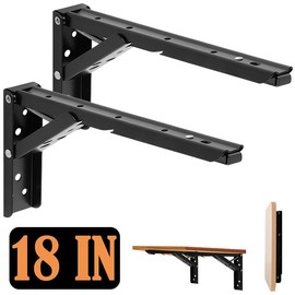18inch Floating Shelf Bracket,Garage Heavy Duty Folding Shelf Brackets,Wall Mounted Collapsible Shelf Bracket,Max Load 330lb,(Pack of 2, No Board)