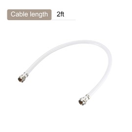Rebower RG6 Coaxial Cables F Male to F Male, [for TV Cable Extension] - 2Feet / 75 Ohm/White / 1Pcs